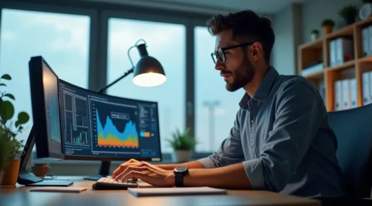 Spécialiste en logistique analysant des opérations de transport complexes avec concentration stratégique